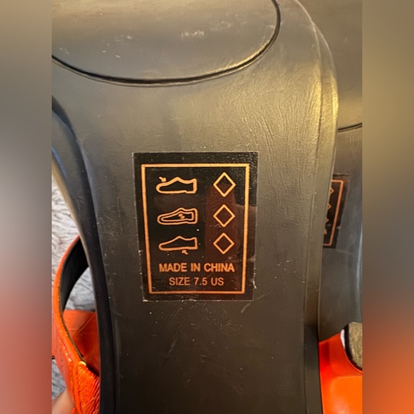 Paper Fox Stylish Orange Croco, White & Black Women's Open Toe Heels with Straps - Picture 12 of 15